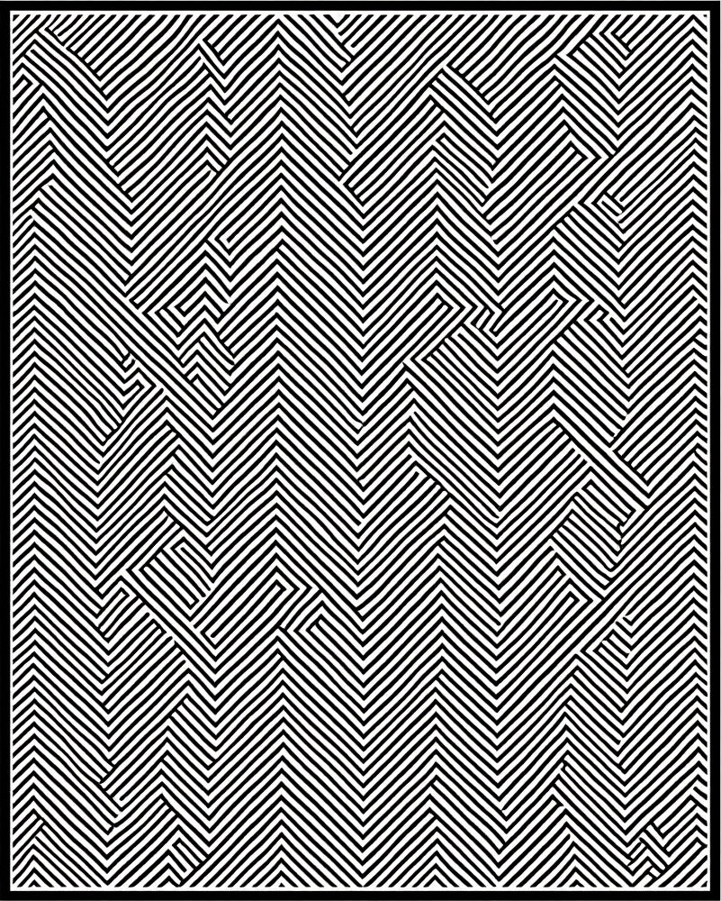 Abstract Maze Black White Pattern Rug