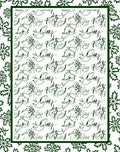 Dark Green Floral Script Medallion Rug