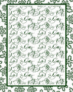 Dark Green Floral Script Medallion Rug