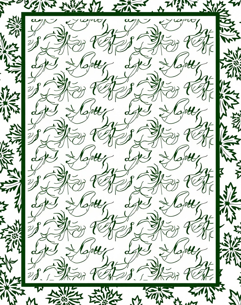 Dark Green Floral Script Medallion Rug