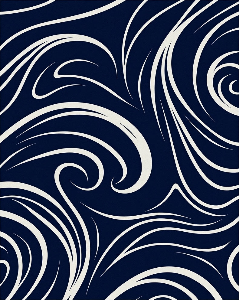 Navy Swirl Pattern Design Rug