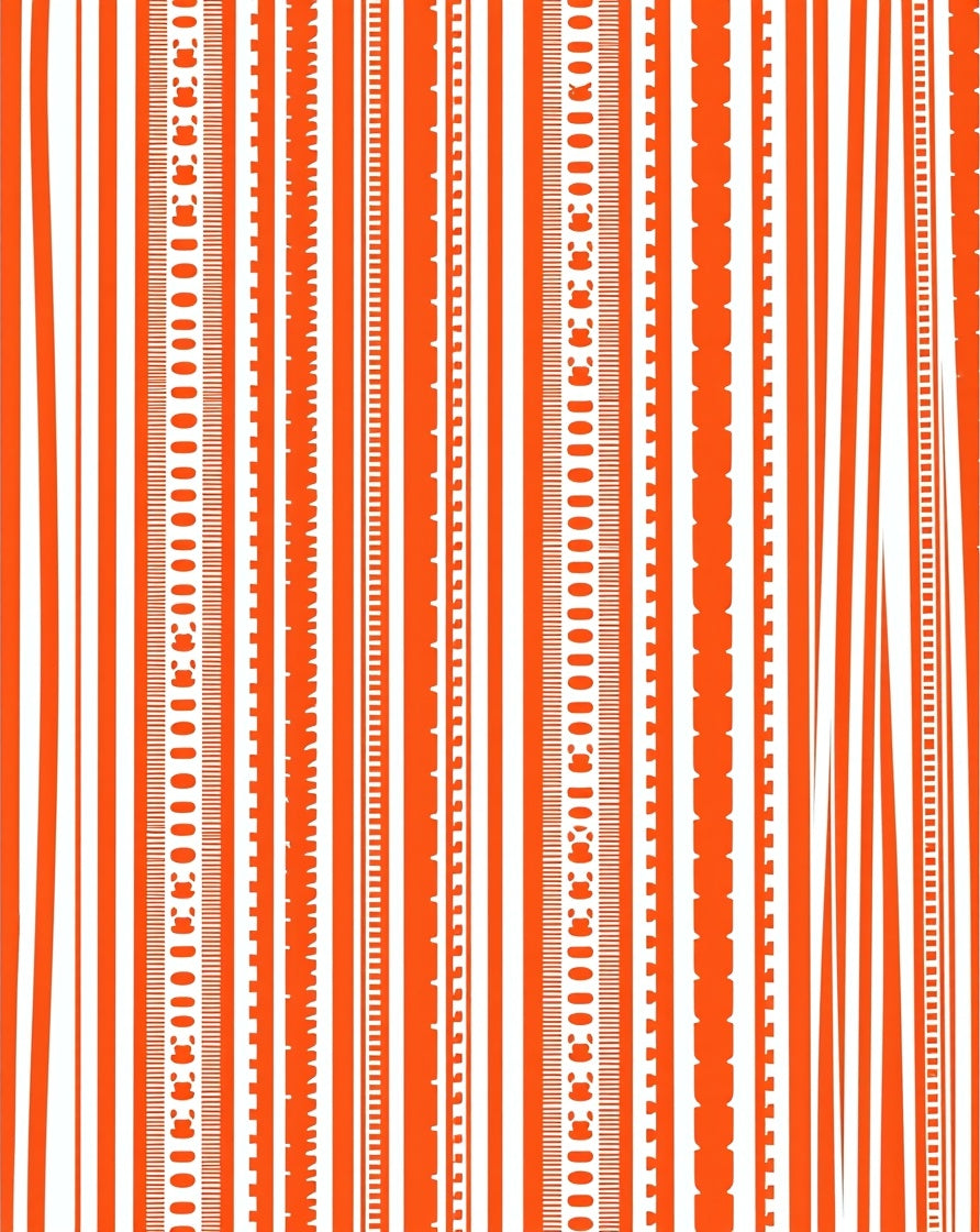Orange White Dynamic Striped Design Rug