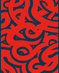 Bold Red Wavy Swirl Pattern Rug
