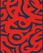 Bold Red Wavy Swirl Pattern Rug
