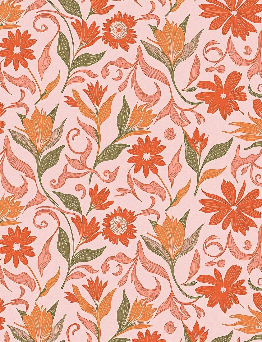 Vintage Floral Pattern In Warm Tones Rug