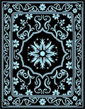 Classic Floral Frame With Swirl Accents Rug