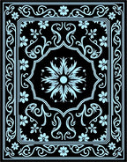 Classic Floral Frame With Swirl Accents Rug