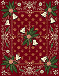 Festive Red Floral Bell Border Rug