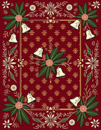 Festive Red Floral Bell Border Rug