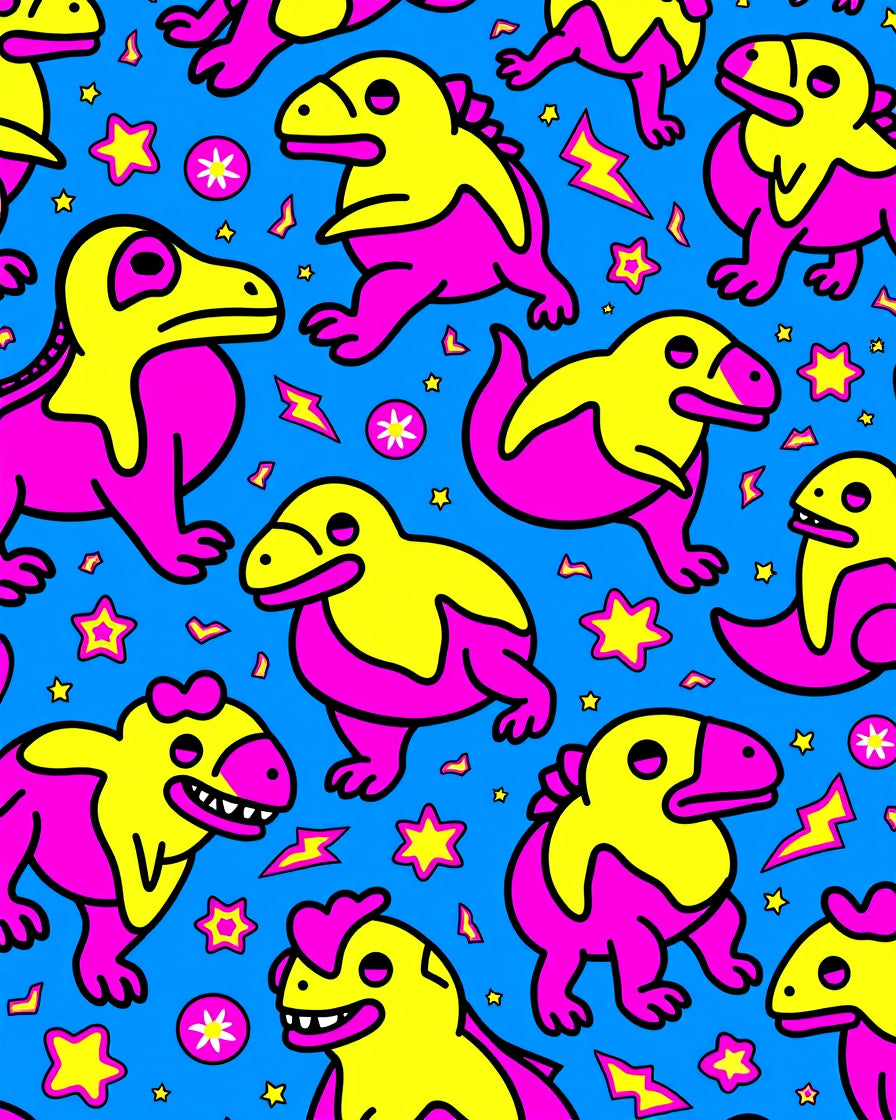 Dinosaur And Star Pattern Rug