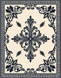 Ornate Black Cream Floral Pattern Rug