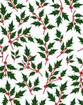Red Berry Green Leaf Holly Vines Rug