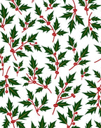 Red Berry Green Leaf Holly Vines Rug