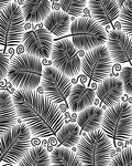 Black White Tropical Leaf Swirl Pattern Rug