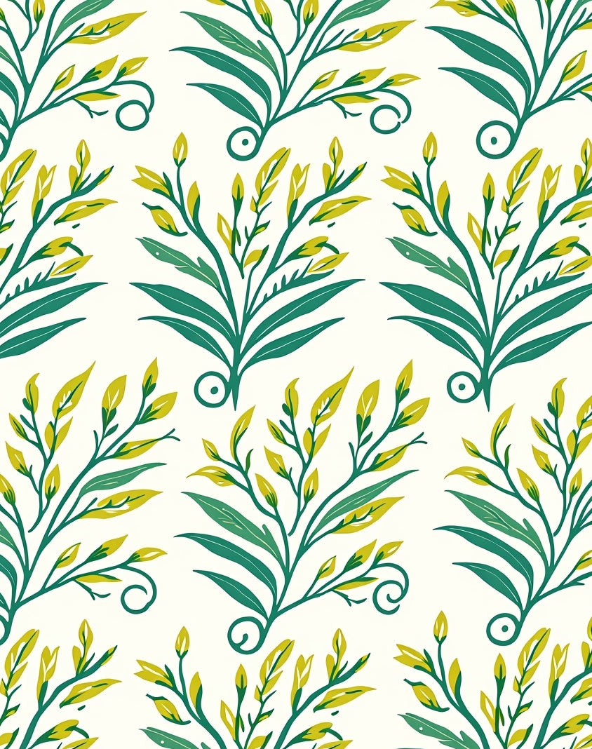 Teal Yellow Floral Vine Pattern Rug