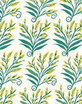 Teal Yellow Floral Vine Pattern Rug