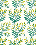 Teal Yellow Floral Vine Pattern Rug