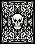 Black White Skull Floral Frame Rug