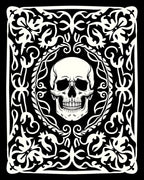 Black White Skull Floral Frame Rug