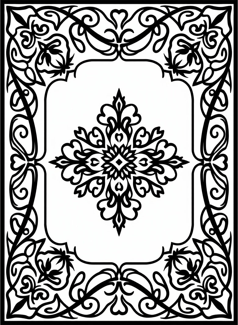 Intricate Floral Scrollwork Design Rug