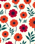 Bold Crimson Orange Floral Pattern Rug