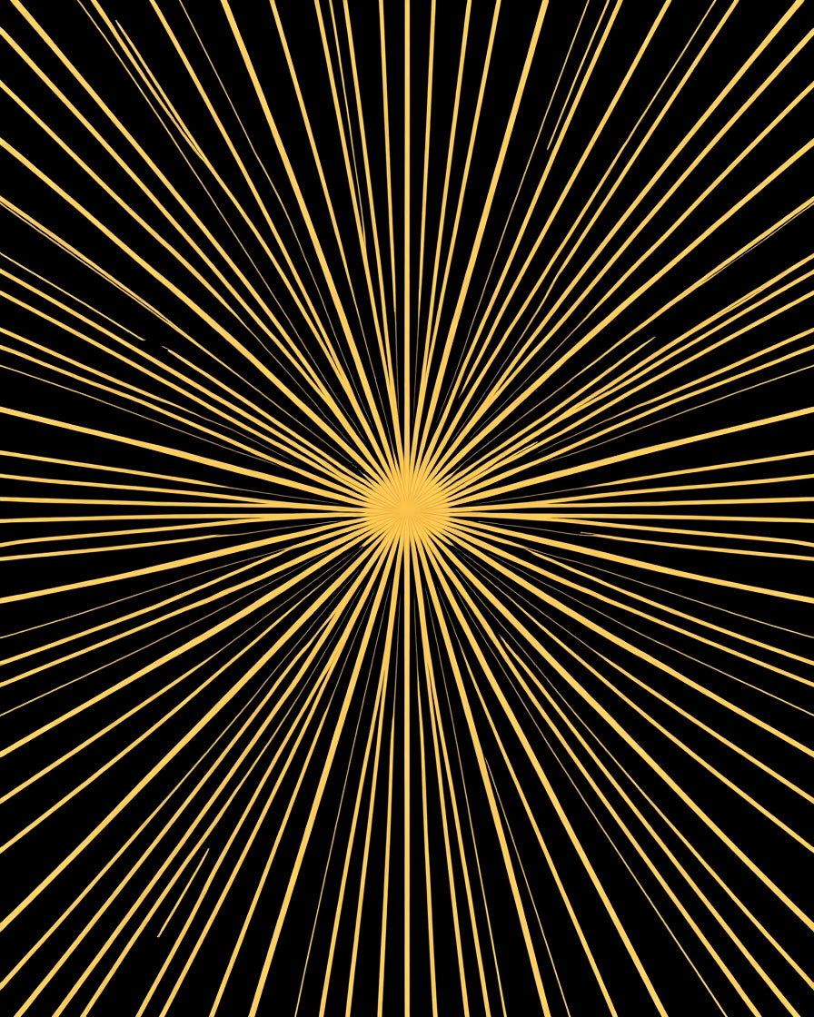 Radiant Sunburst Yellow Black Design Rug