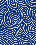 Deep Blue Abstract Swirl Organic Lines Rug
