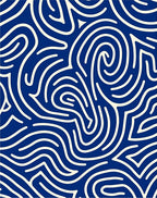 Deep Blue Abstract Swirl Organic Lines Rug