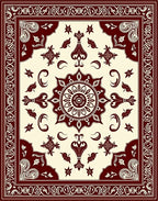 Central Medallion Bordered Floral Design Rug