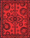 Bold Red Black Floral Dot Design Rug