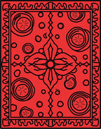 Bold Red Black Floral Dot Design Rug