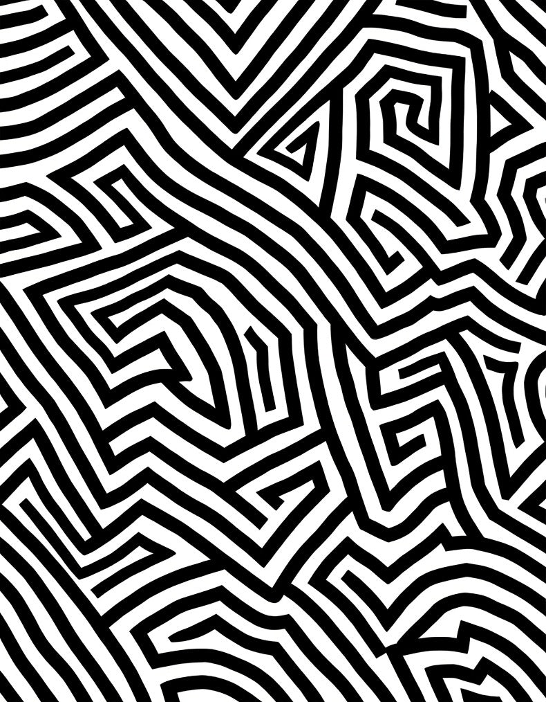 Abstract Maze Black White Pattern Rug