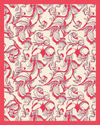 Bold Red Swirl Floral Pattern Rug