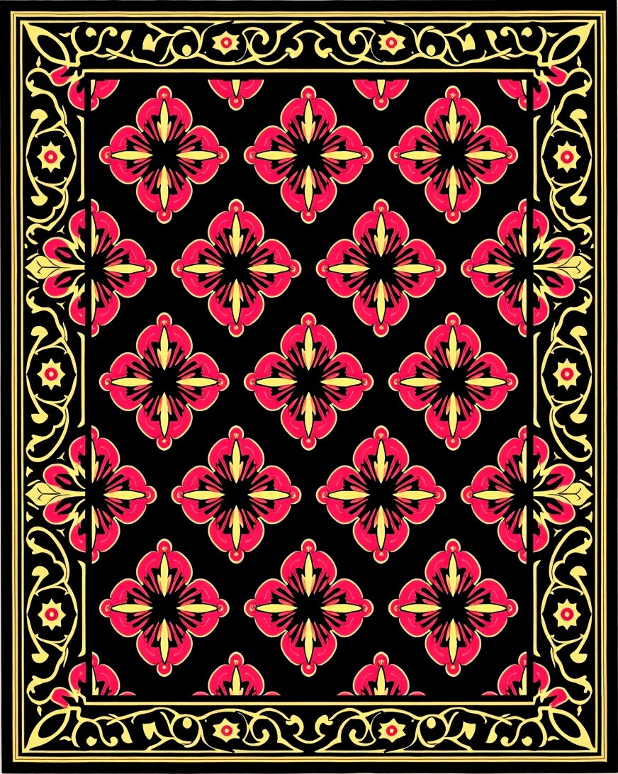 Bold Floral Geometric Pattern Rug