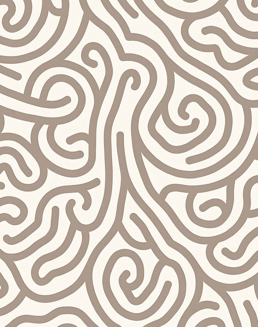 Taupe Swirl Abstract Pattern Rug