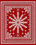 Crimson White Snowflake Classic Border Rug
