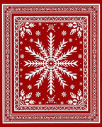 Crimson White Snowflake Classic Border Rug