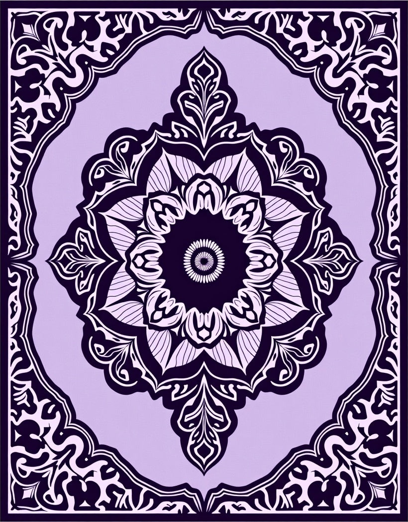 Intricate Floral Mandala Purple Patterned Rug