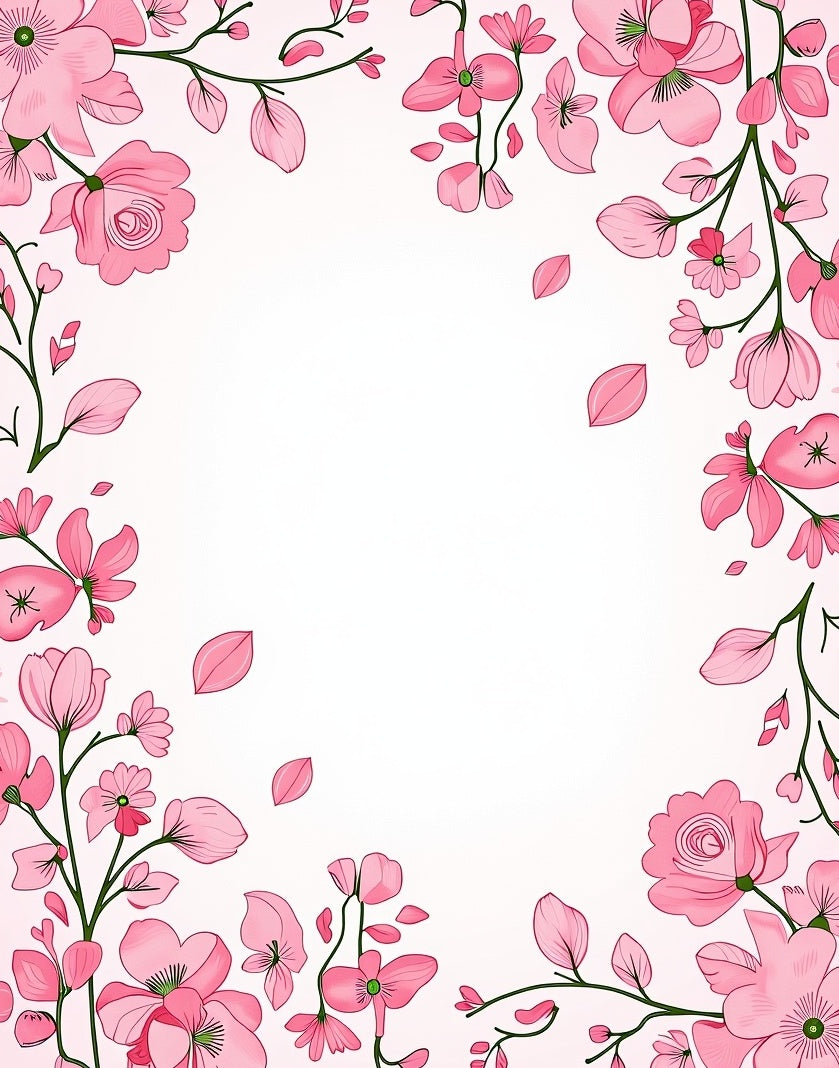 Pink Floral Branches With Petals Rug