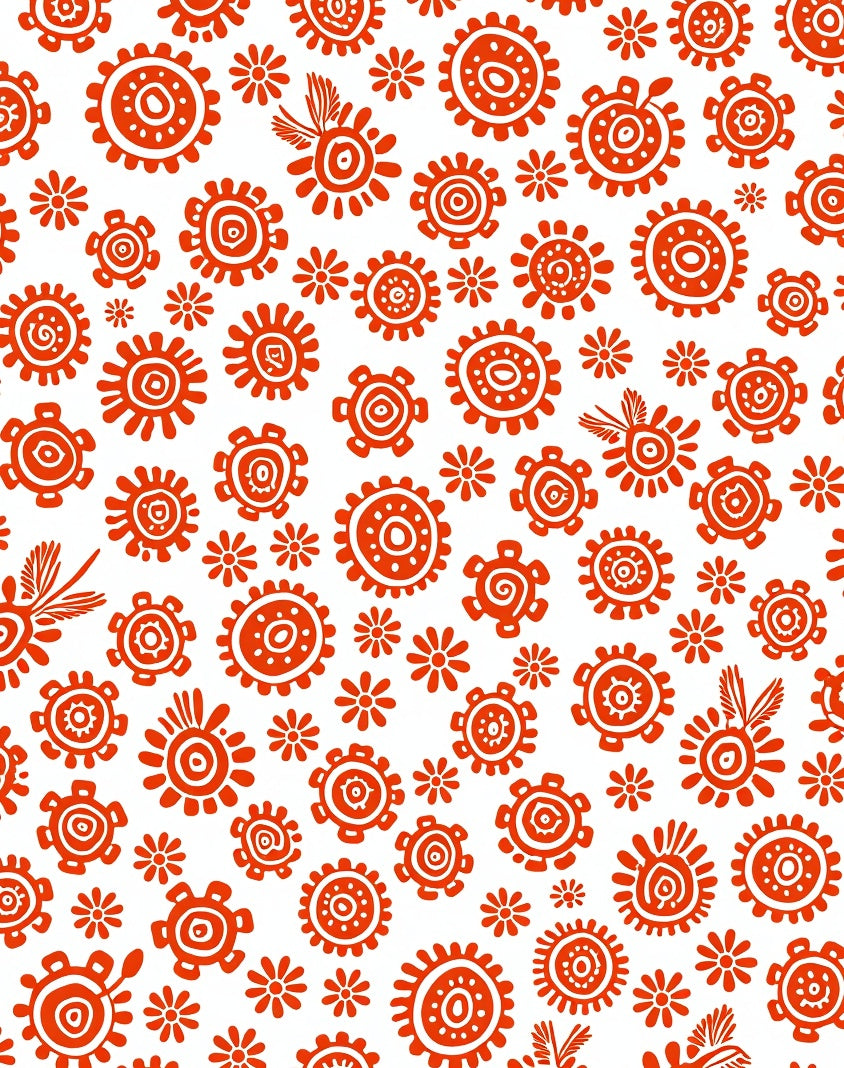 Red Sunburst Ethnic Pattern Rug