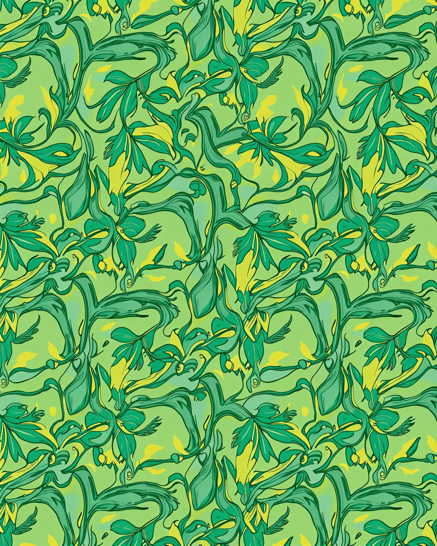 Emerald Swirl Floral Pattern Rug
