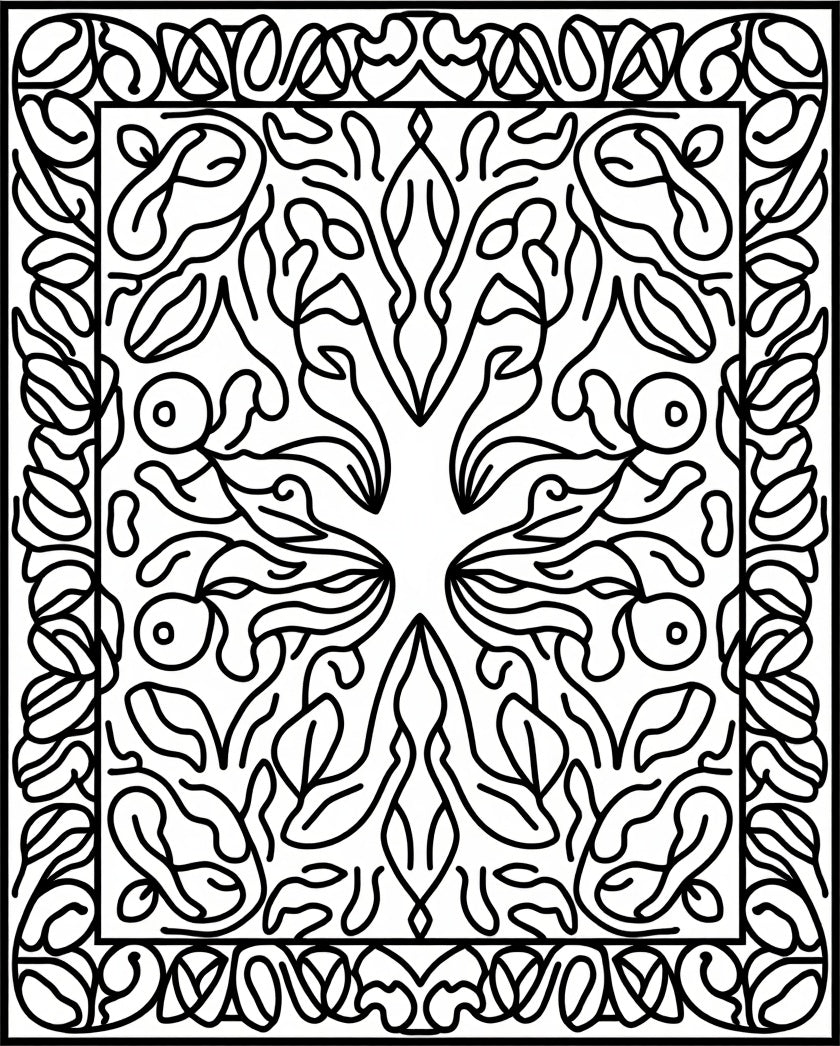 Symmetrical Stylized Floral Pattern Rug