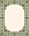 Traditional Green Leaf Classic Border Rug