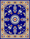 Bold Floral Medallion With Geometric Border Rug