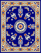 Bold Floral Medallion With Geometric Border Rug