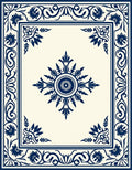 Elegant Navy Floral Medallion Pattern Rug