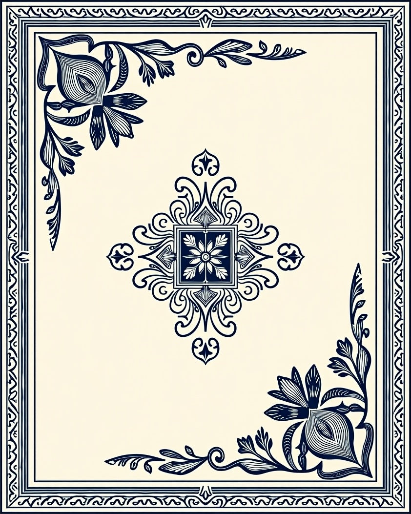 Ornate Floral Corner Accent Pattern Rug