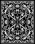 Classic Black White Flourish Pattern Rug