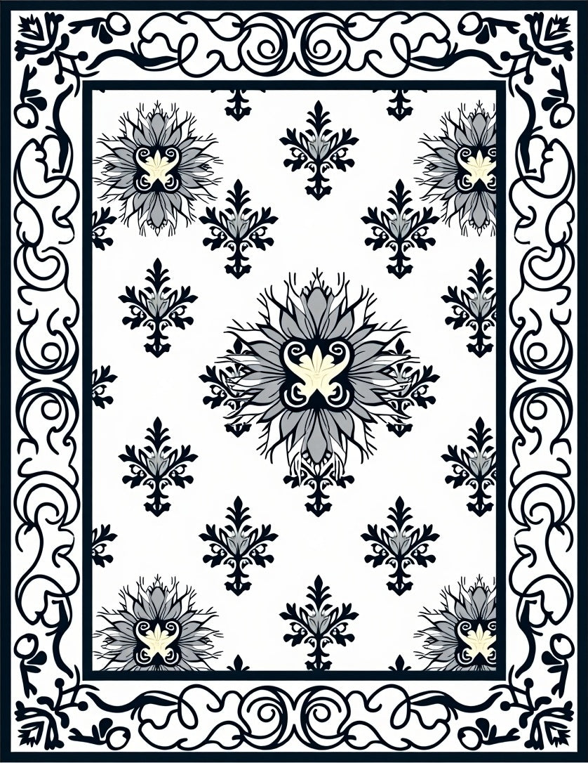 Classic Floral Swirl Ornament Design Rug