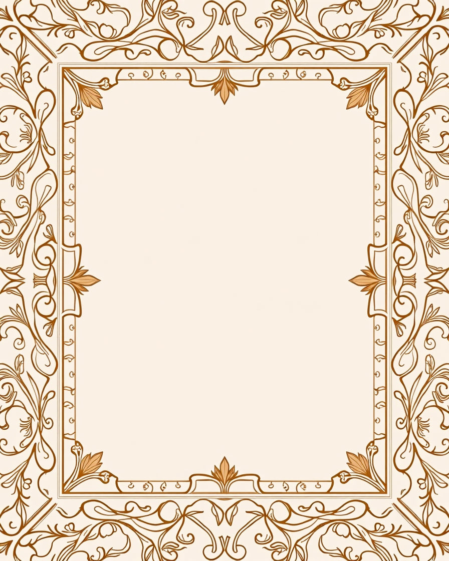 Elegant Floral Vine Border Rug